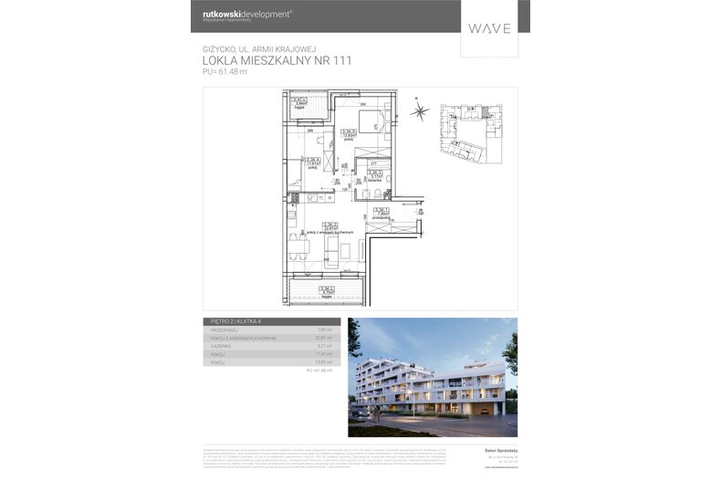 Apartament wakacyjny 61,48 m², piętro 2, oferta nr M111