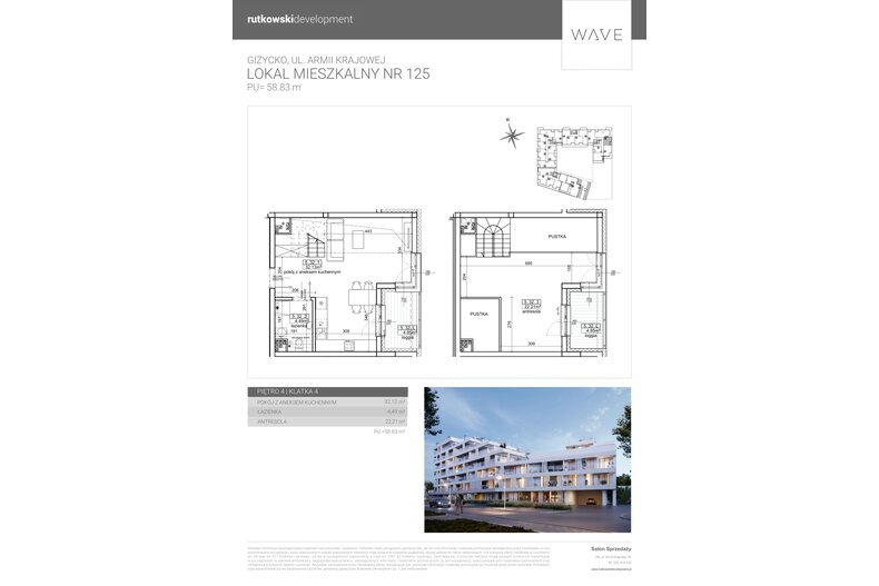 Apartament wakacyjny 58,83 m², piętro 4, oferta nr M125