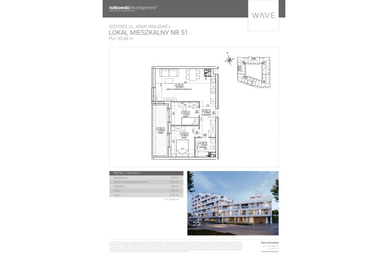 Apartament wakacyjny 55,49 m², piętro 1, oferta nr M51