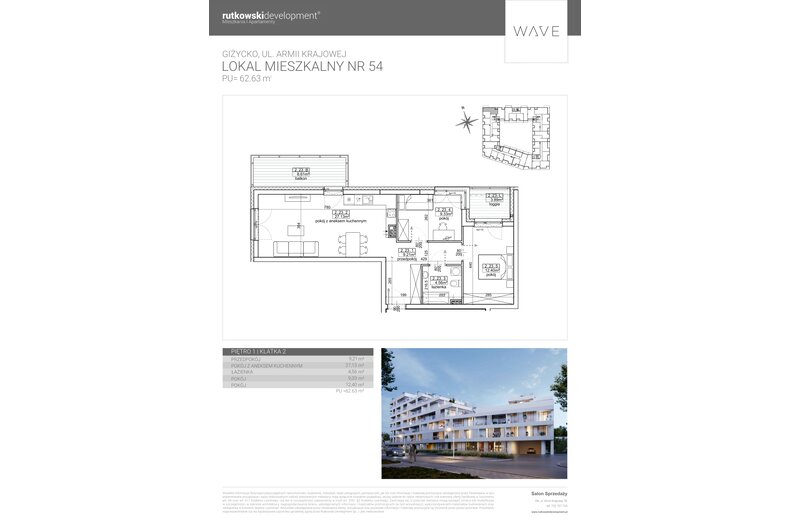 Apartament wakacyjny 62,63 m², piętro 1, oferta nr M54
