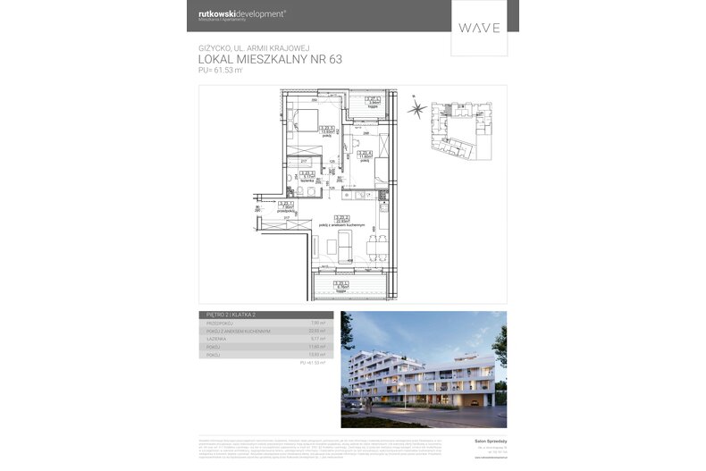 Apartament wakacyjny 61,53 m², piętro 2, oferta nr M63