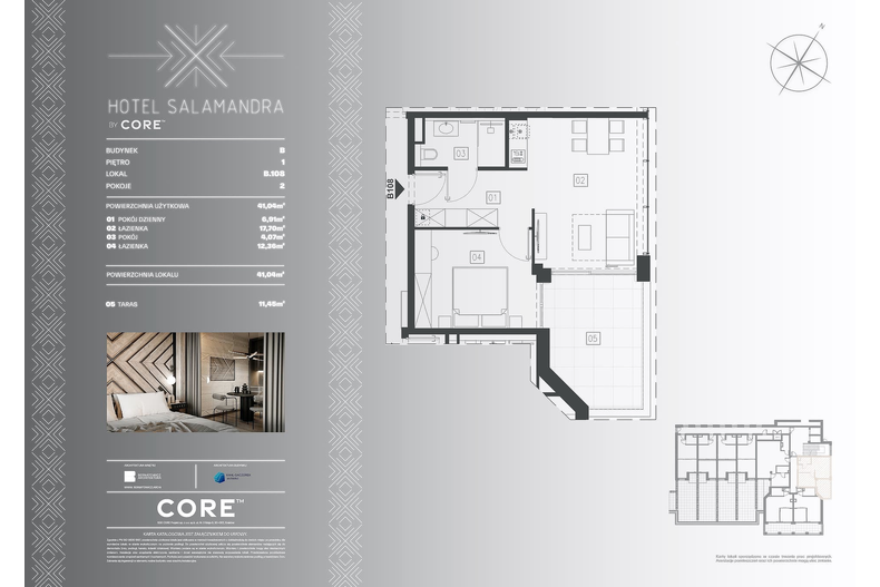 Apartament wakacyjny 41,04 m², piętro 1, oferta nr B108 - APARTAMENT 4-OSOBOWY