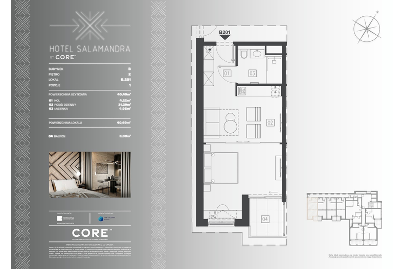 Apartament wakacyjny 40,49 m², piętro 2, oferta nr B201 - APARTAMENT 4-OSOBOWY