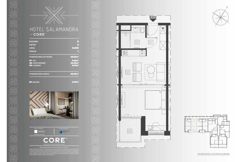 Apartament wakacyjny 38,06 m², piętro 2, oferta nr B202 - APARTAMENT 4-OSOBOWY