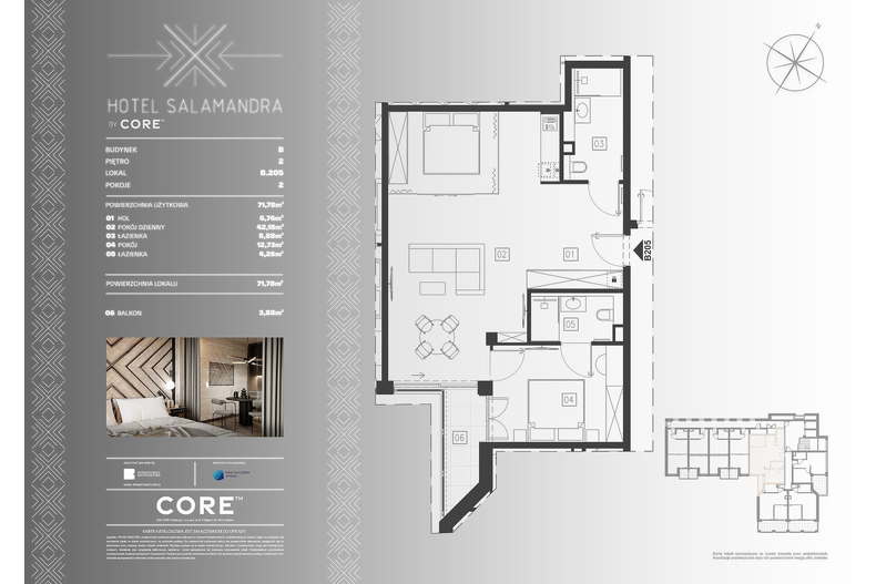 Apartament wakacyjny 71,78 m², piętro 2, oferta nr B205 - APARTAMENT 6-OSOBOWY