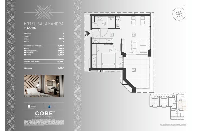 Apartament wakacyjny 41,04 m², piętro 2, oferta nr B208 - APARTAMENT 4-OSOBOWY
