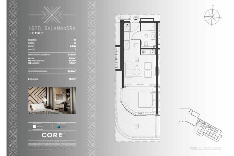 Apartament wakacyjny 34,98 m², parter, oferta nr C001 - APARTAMENT 4-OSOBOWY