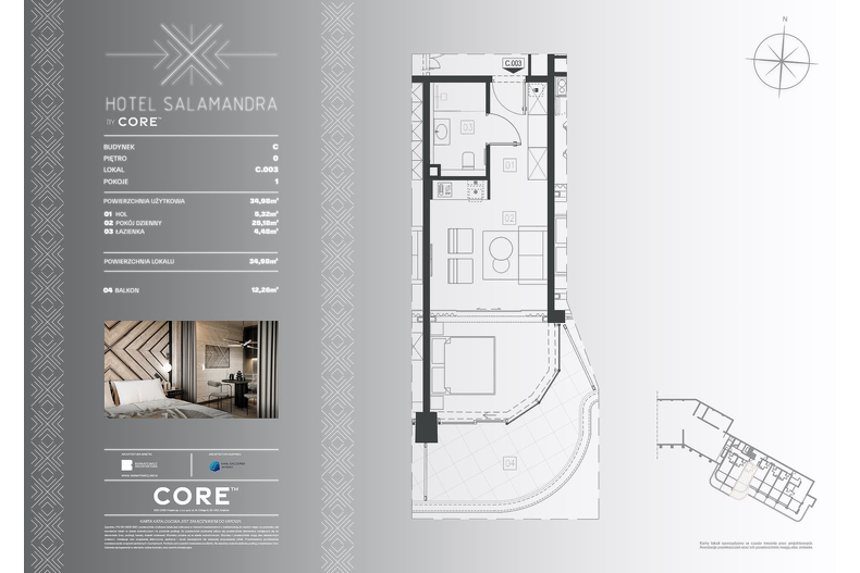 Apartament wakacyjny 34,98 m², parter, oferta nr C003 - APARTAMENT 4-OSOBOWY