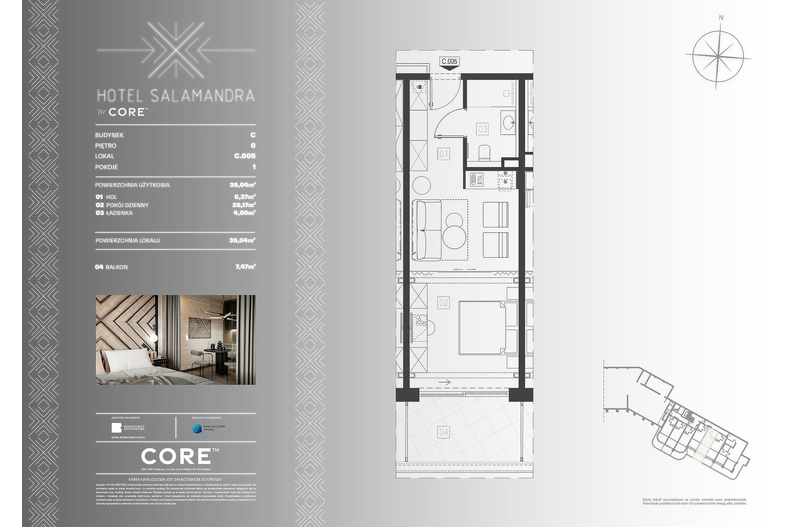 Apartament wakacyjny 36,04 m², parter, oferta nr C005 - APARTAMENT 4-OSOBOWY