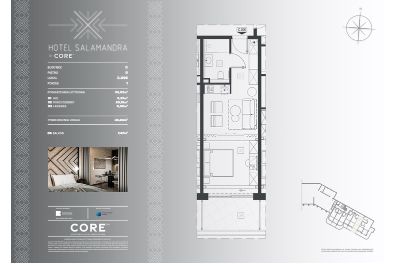 Apartament wakacyjny 36,03 m², parter, oferta nr C006 - APARTAMENT 4-OSOBOWY