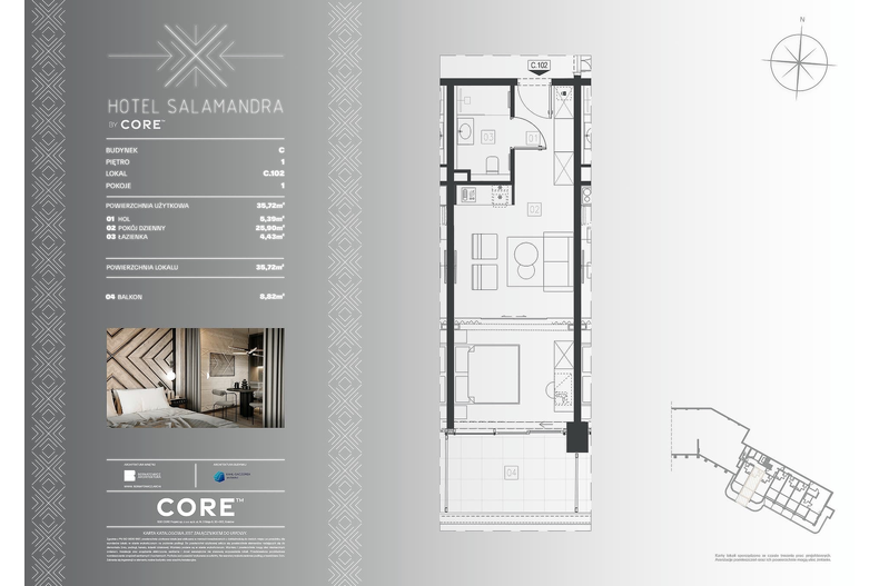 Apartament wakacyjny 35,72 m², piętro 1, oferta nr C102 - APARTAMENT 4-OSOBOWY