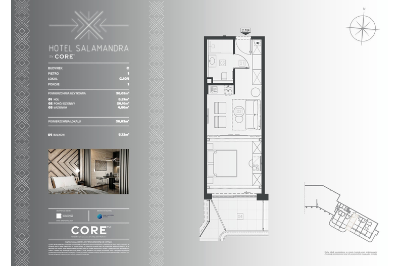 Apartament wakacyjny 36,03 m², piętro 1, oferta nr C104 - APARTAMENT 4-OSOBOWY