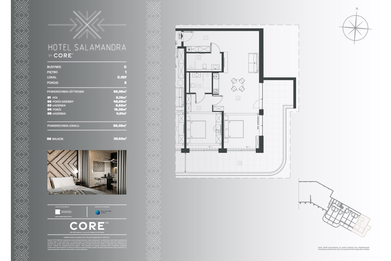Apartament wakacyjny 86,38 m², piętro 1, oferta nr C107 - APARTAMENT 6-OSOBOWY