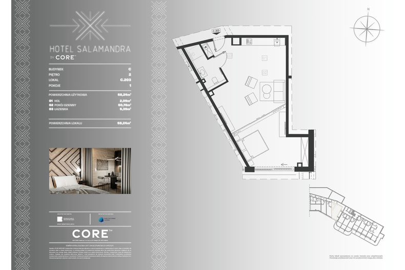 Apartament wakacyjny 58,24 m², piętro 2, oferta nr C203 - APARTAMENT 4-OSOBOWY