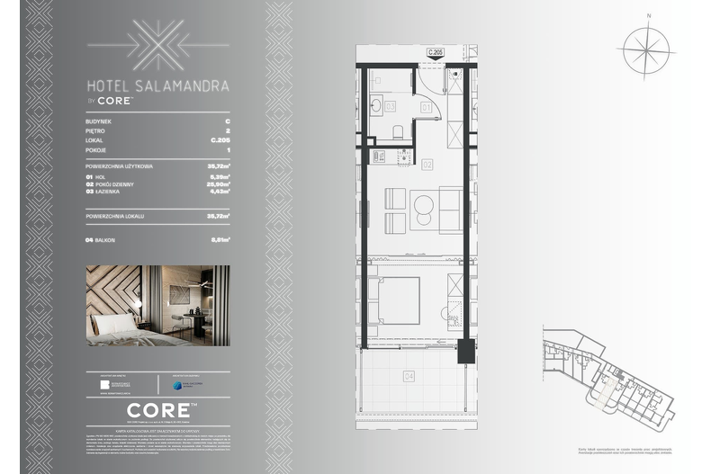 Apartament wakacyjny 35,72 m², piętro 2, oferta nr C205 - APARTAMENT 4-OSOBOWY