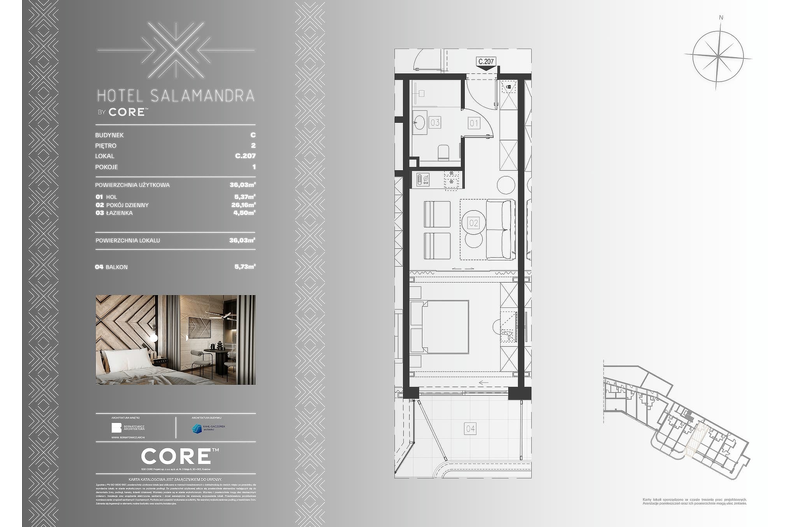 Apartament wakacyjny 36,03 m², piętro 2, oferta nr C207 - APARTAMENT 4-OSOBOWY