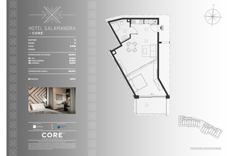 Apartament wakacyjny 49,71 m², piętro 4, oferta nr C410 - APARTAMENT 4-OSOBOWY