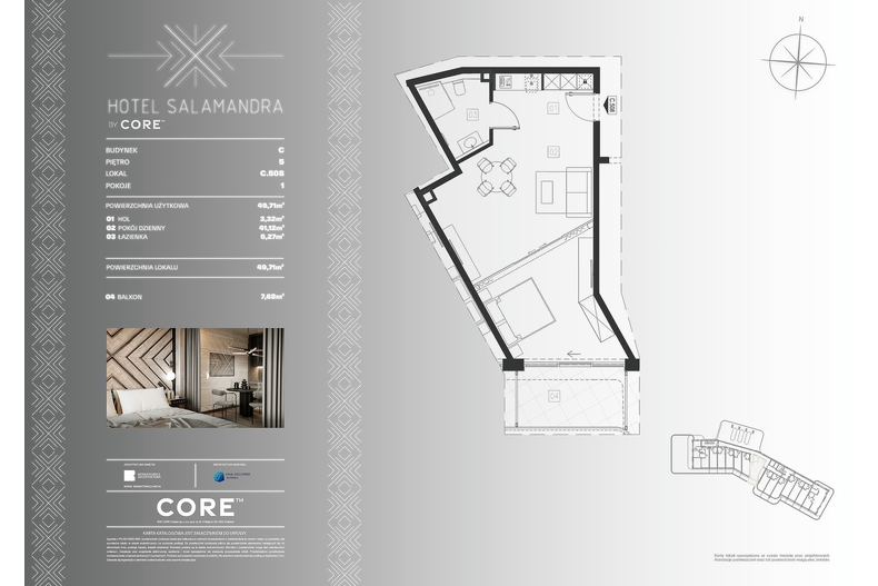 Apartament wakacyjny 49,71 m², piętro 5, oferta nr C508 - APARTAMENT 4-OSOBOWY
