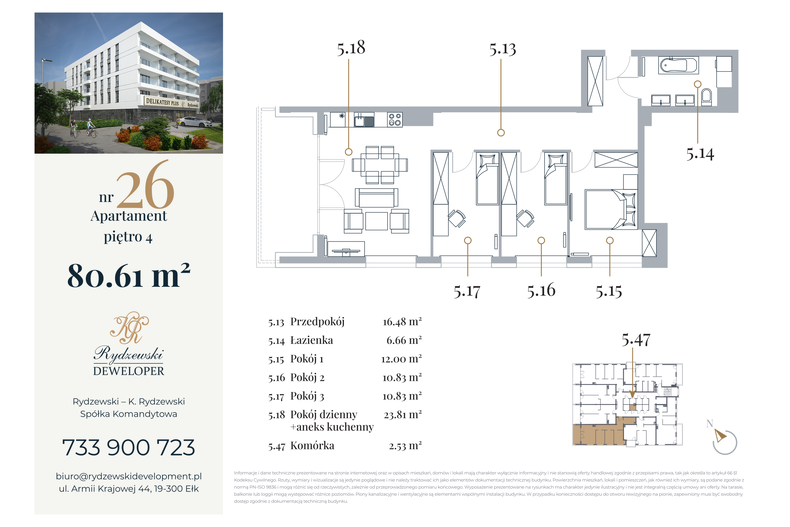 Apartament wakacyjny 80,61 m², piętro 4, oferta nr 26
