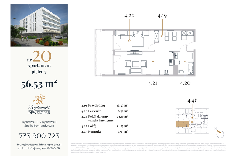 Apartament wakacyjny 56,53 m², piętro 3, oferta nr 20