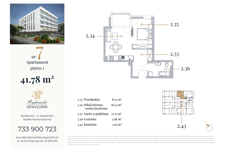 Apartament wakacyjny 41,78 m², piętro 1, oferta nr 7