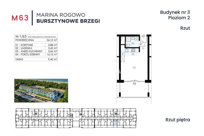 Apartament wakacyjny na sprzedaż 26,12 m², piętro 2, oferta nr 255/13467/OMS