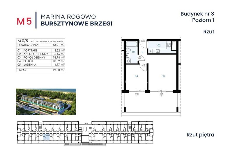 Apartament wakacyjny na sprzedaż 43,21 m², piętro 1, oferta nr 201/13467/OMS