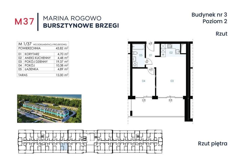 Apartament wakacyjny na sprzedaż 43,82 m², piętro 2, oferta nr 210/13467/OMS