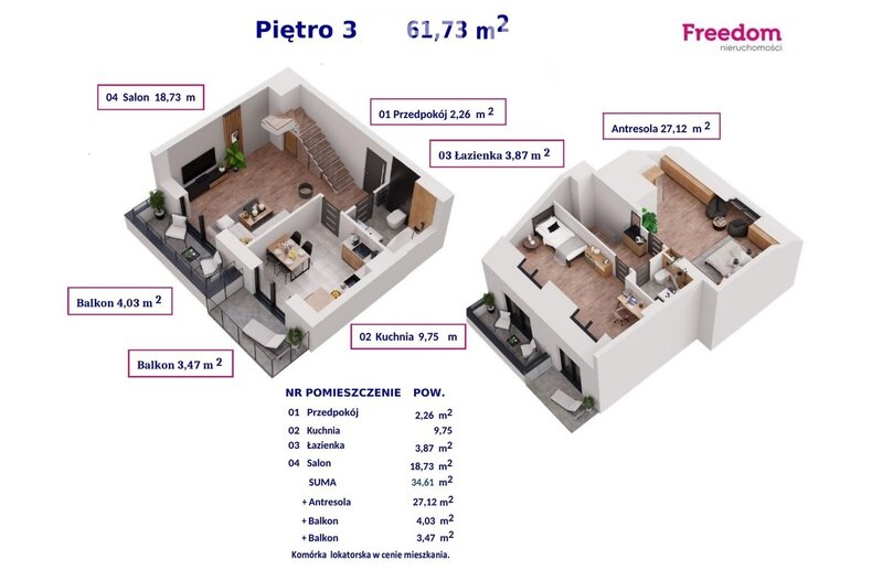 Apartament wakacyjny na sprzedaż 61,73 m², piętro 3, oferta nr 39395/3685/OMS
