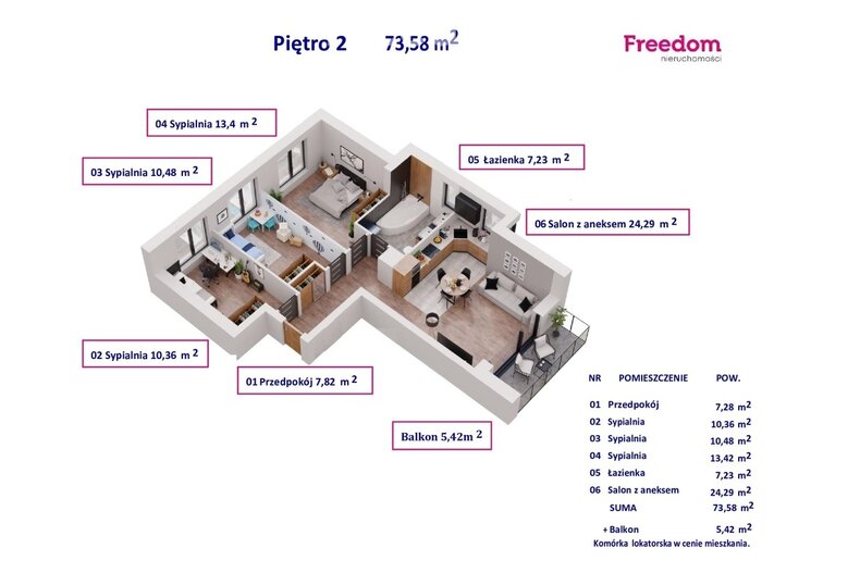 Apartament wakacyjny na sprzedaż 73,58 m², piętro 2, oferta nr 34157/3685/OMS